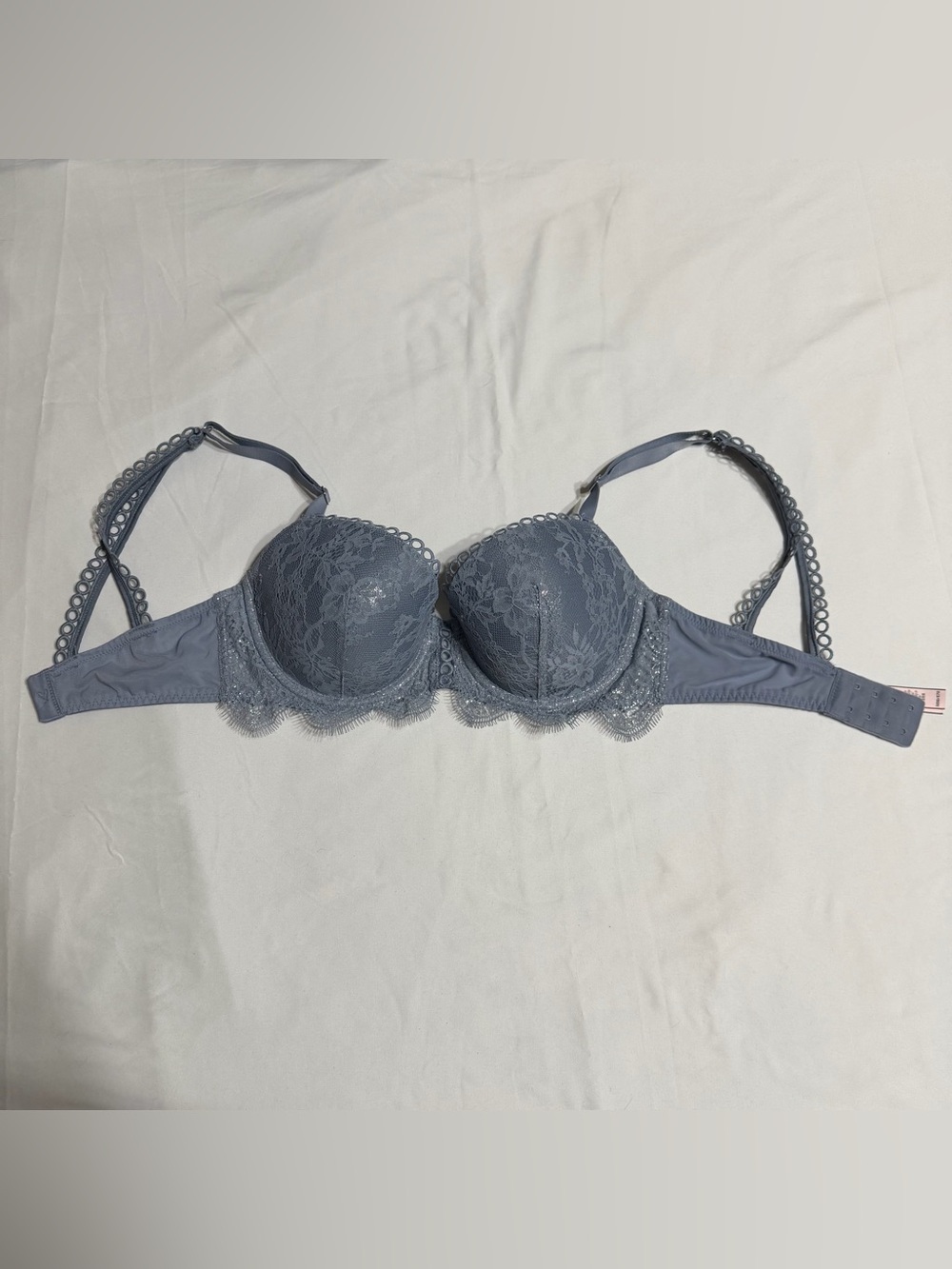 Victoria's Secret Dream Angels Lace Padded Demi Bra Slate Blue Grey 32DD